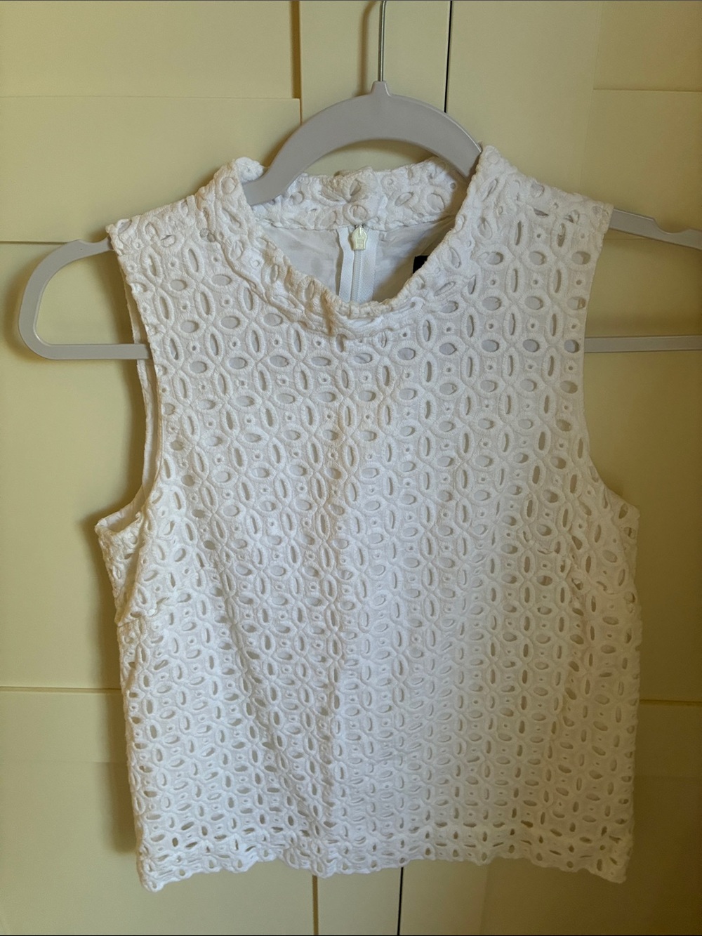 J. Crew White Sleeveless Eyelet Lace Shell